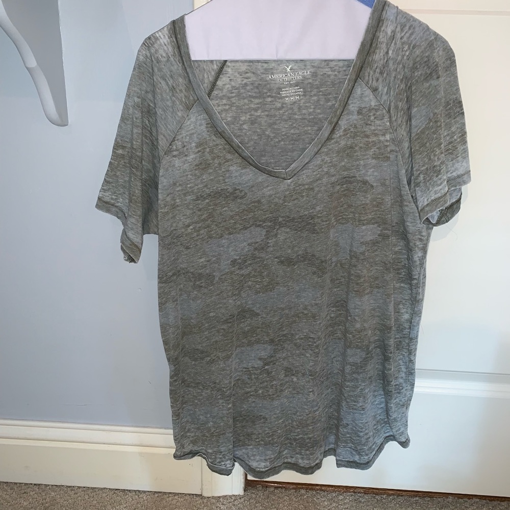 Faded Camo V Neck